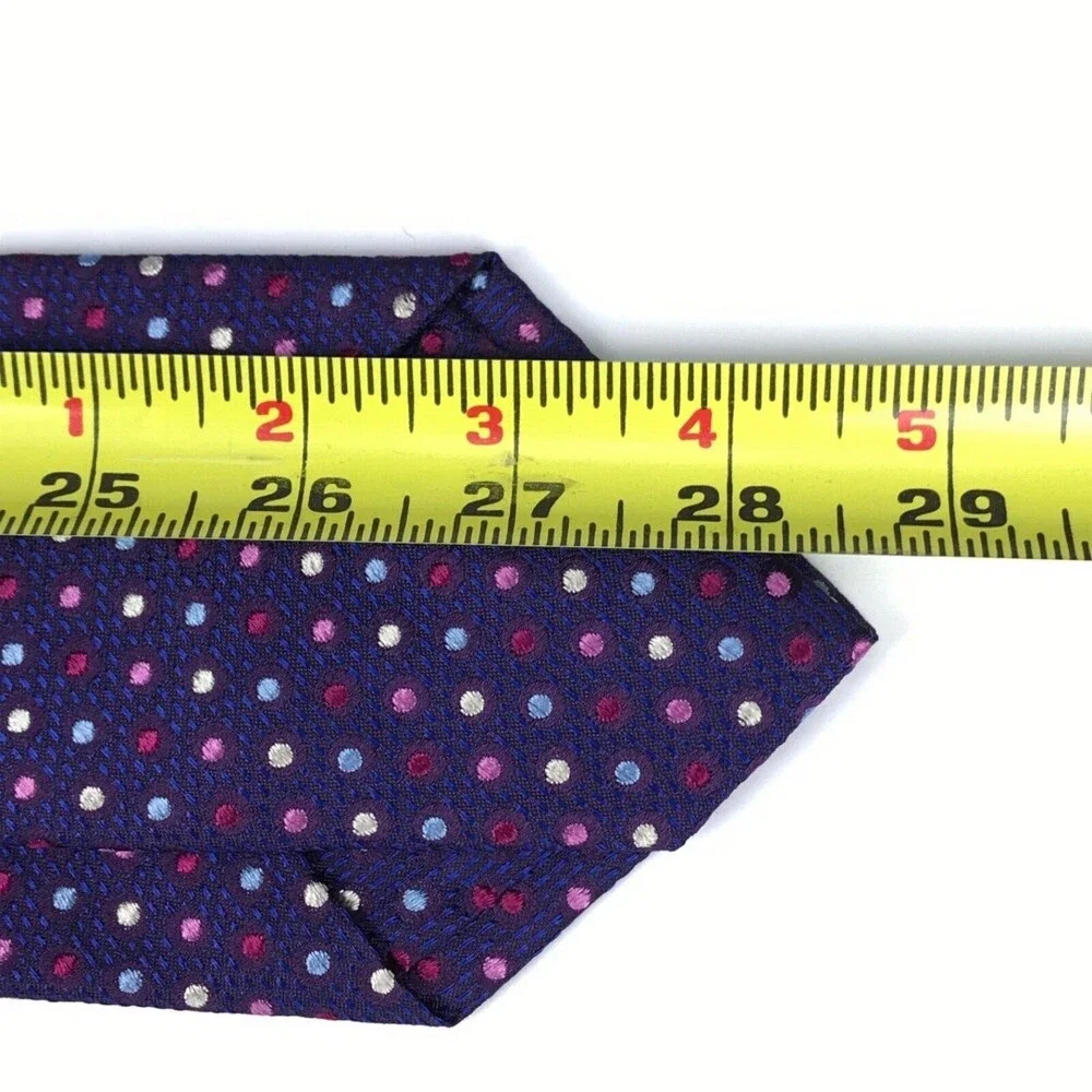 Volare Collection Silk Hand Stitched Italy Polka Dot Luxury Purple Necktie $145